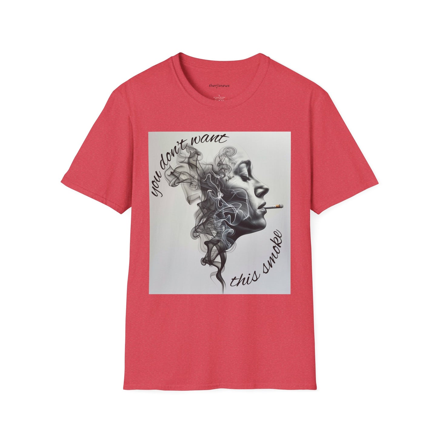 Stylish Unisex Softstyle T-Shirt with Smoky Artwork, Casual Wear, Gift for Smokers, Unique Graphic Tee, Statement Shirt, Trendy Apparel