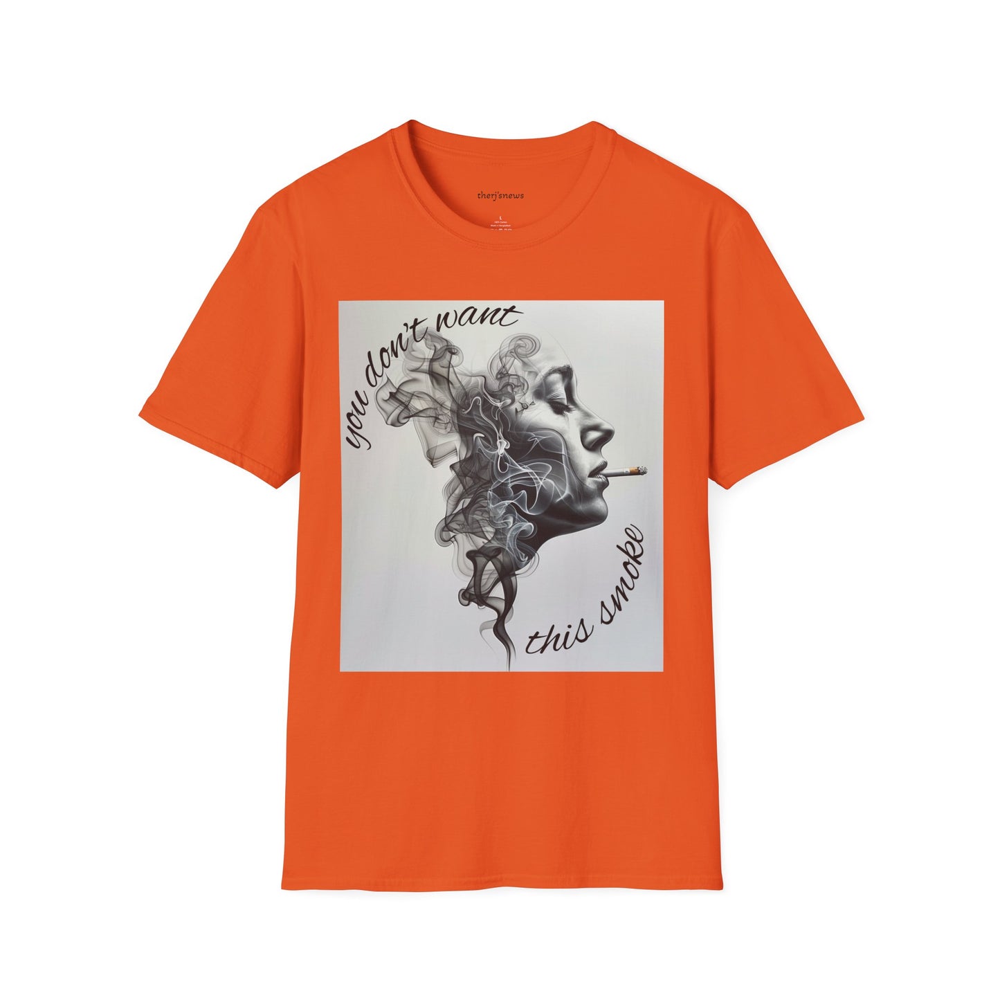 Stylish Unisex Softstyle T-Shirt with Smoky Artwork, Casual Wear, Gift for Smokers, Unique Graphic Tee, Statement Shirt, Trendy Apparel