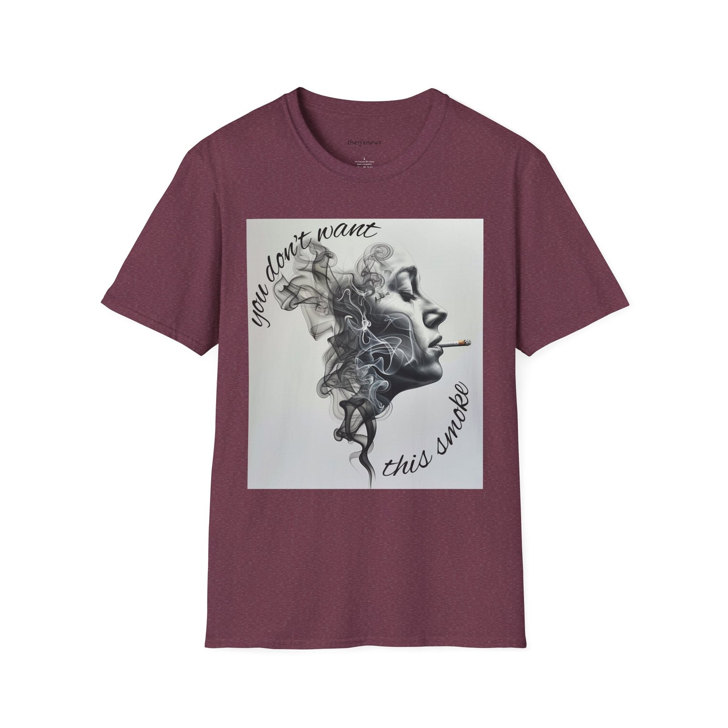 Stylish Unisex Softstyle T-Shirt with Smoky Artwork, Casual Wear, Gift for Smokers, Unique Graphic Tee, Statement Shirt, Trendy Apparel
