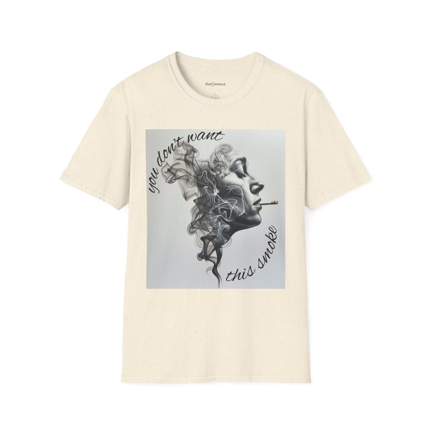 Stylish Unisex Softstyle T-Shirt with Smoky Artwork, Casual Wear, Gift for Smokers, Unique Graphic Tee, Statement Shirt, Trendy Apparel