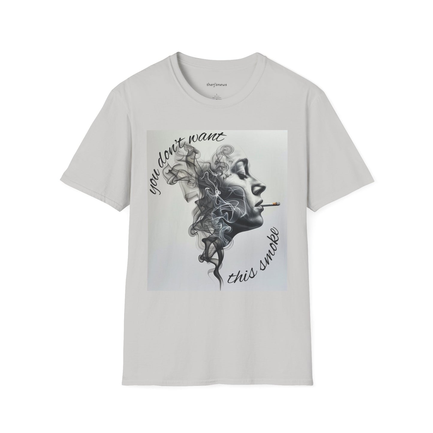 Stylish Unisex Softstyle T-Shirt with Smoky Artwork, Casual Wear, Gift for Smokers, Unique Graphic Tee, Statement Shirt, Trendy Apparel