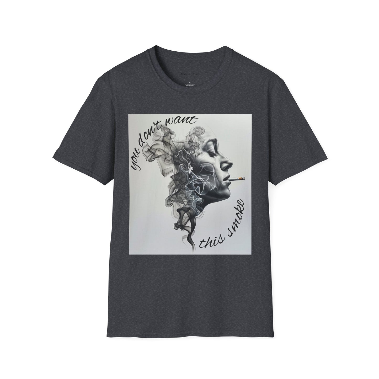 Stylish Unisex Softstyle T-Shirt with Smoky Artwork, Casual Wear, Gift for Smokers, Unique Graphic Tee, Statement Shirt, Trendy Apparel