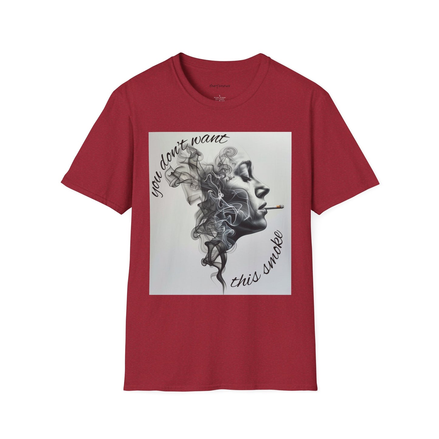 Stylish Unisex Softstyle T-Shirt with Smoky Artwork, Casual Wear, Gift for Smokers, Unique Graphic Tee, Statement Shirt, Trendy Apparel