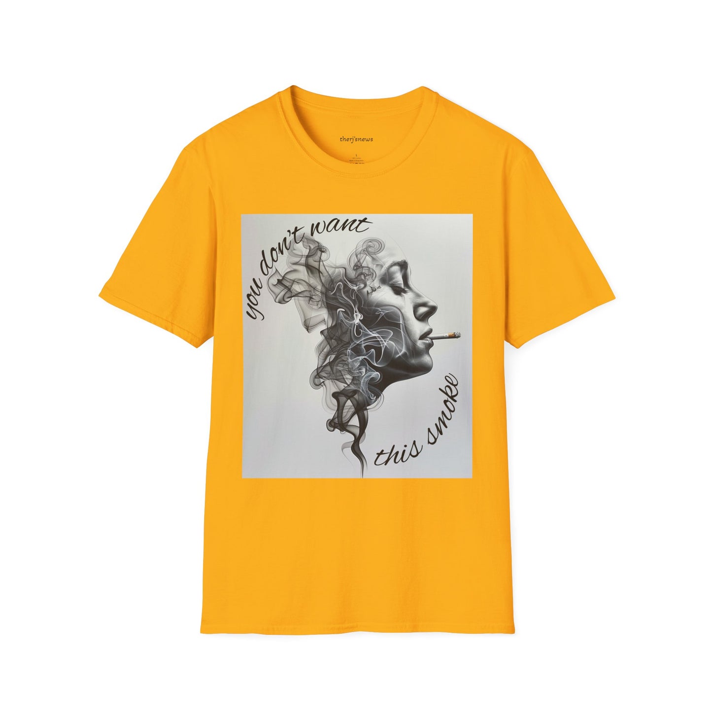 Stylish Unisex Softstyle T-Shirt with Smoky Artwork, Casual Wear, Gift for Smokers, Unique Graphic Tee, Statement Shirt, Trendy Apparel