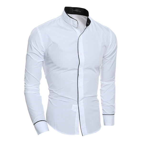 Small Stand-up Collar Shirt Men's Casual Stand-up Collar Long-sleeved Shirt