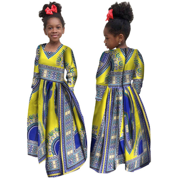 African Girl's Dress Cotton Long-sleeved Daxiji Dress