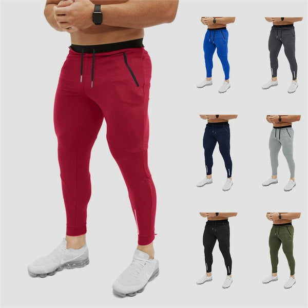 Men's Drawstring Pocket Zipper Design Skinny Sports Pants