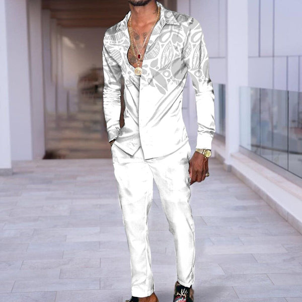 Hip Hop Hong Kong Style Fashion 3D Printing Casual Long Sleeve Shirt Suit