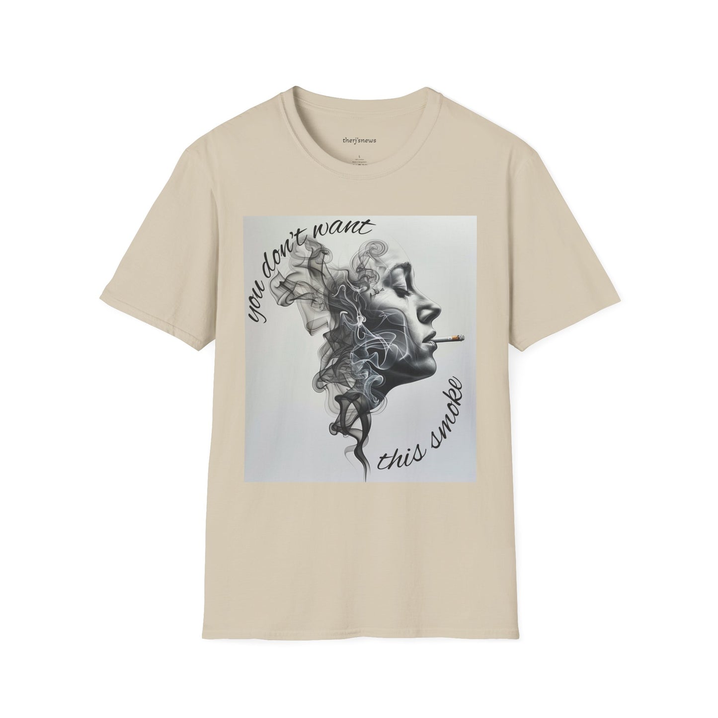 Stylish Unisex Softstyle T-Shirt with Smoky Artwork, Casual Wear, Gift for Smokers, Unique Graphic Tee, Statement Shirt, Trendy Apparel