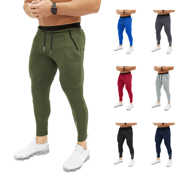 Men's Drawstring Pocket Zipper Design Skinny Sports Pants