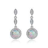Trendy Rose Gold White Gold Multicolor Round Opal Draping Versatile Earrings