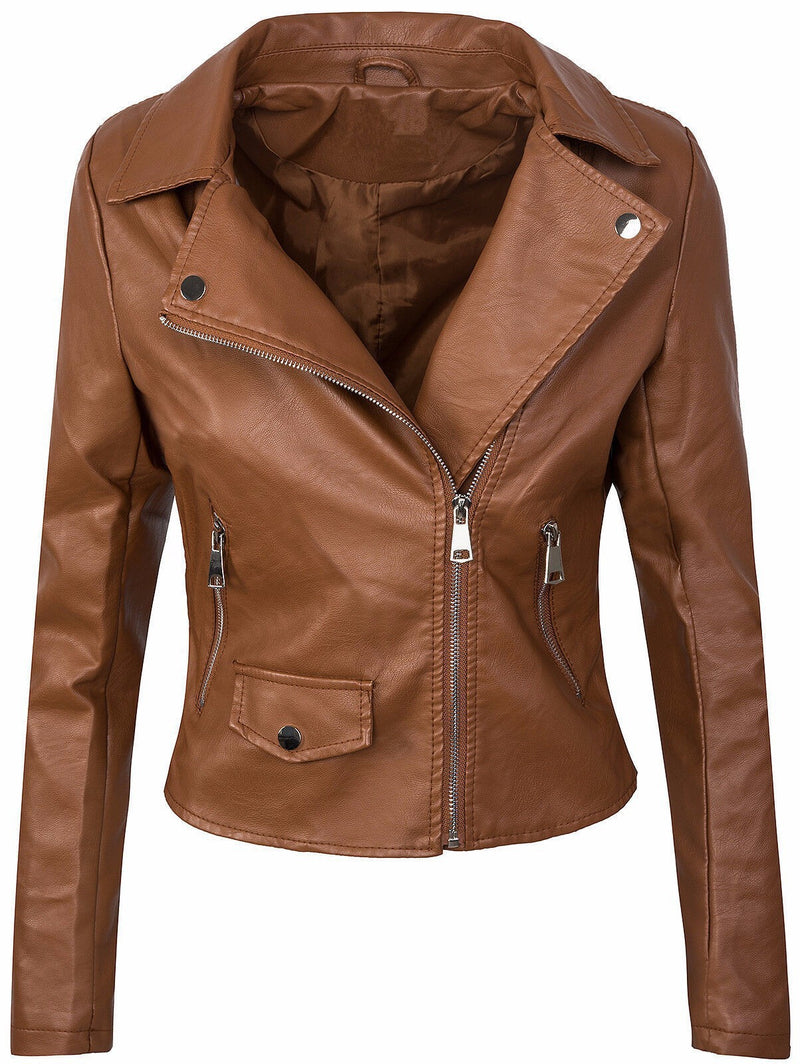 Женское осенне-зимнее пальто, тонкая искусственная кожа, короткая кожаная куртка на молнии, кожаное пальто