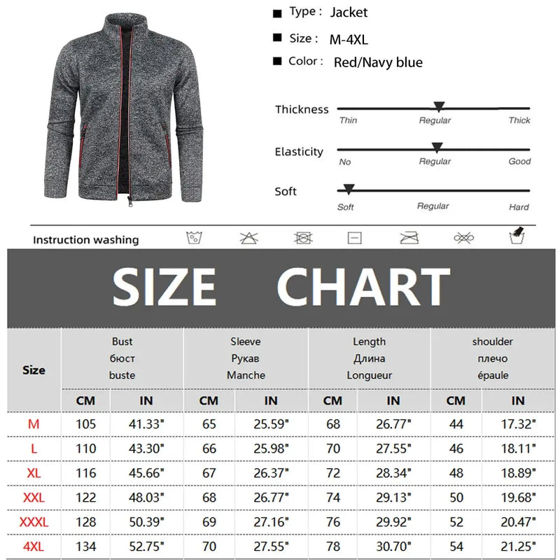 Vestes zippées à col montant pour hommes