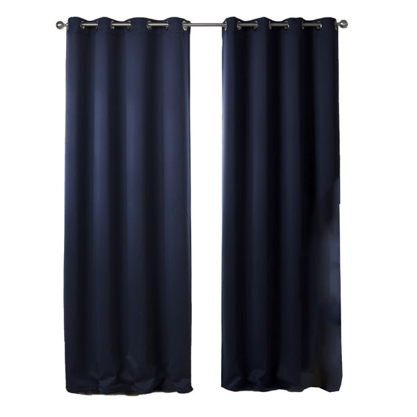 Темно-синие плотные шторы с принтом для спальни