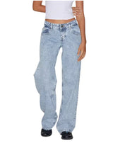 Women's Casual Low-Rise Straight-Leg Jeans with Pockets