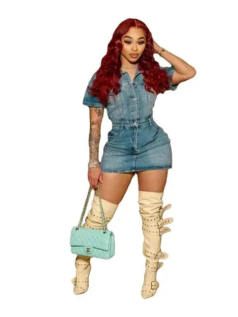 Robe en jean extensible pour femme