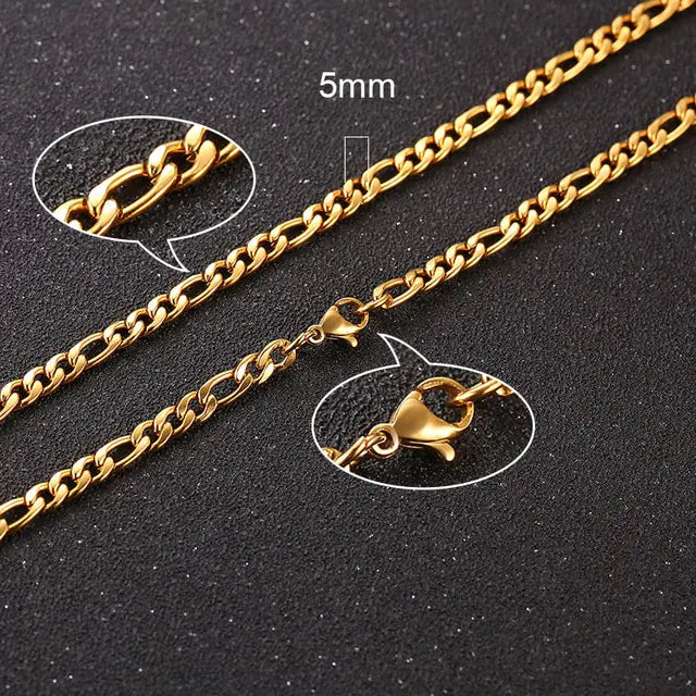 Gold Figaro Chain Necklace Set