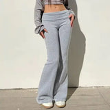 Women's Low Rise Flared Leggings – Casual Y2K Sweatpants